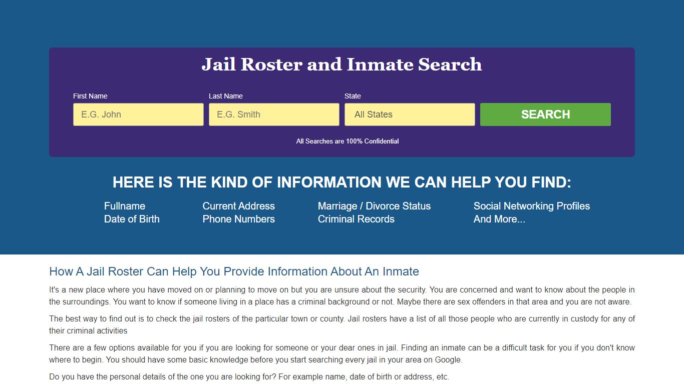 Jail Roster and Inmate Search